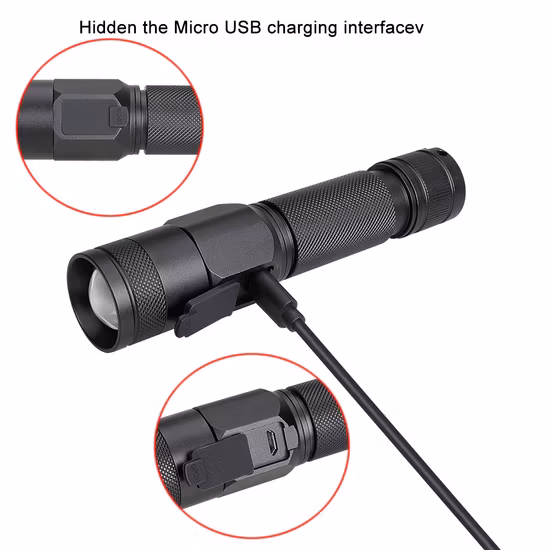 Goldmore 1200lumen USB LED Tactical Flashlight for Rechargeable Zoomable LED Flashlight
