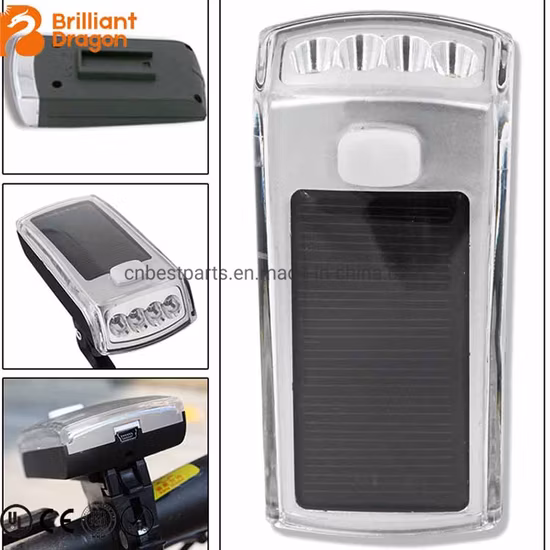 Solar Power Rechargeable Bike Light LED Bicycle Tail Light with Horn