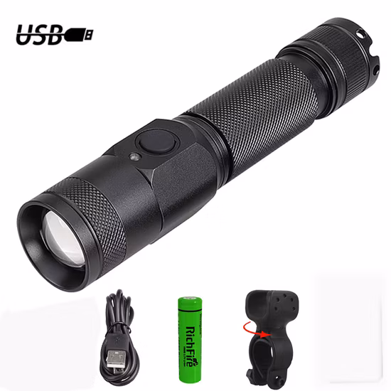 Goldmore 1200lumen USB LED Tactical Flashlight for Rechargeable Zoomable LED Flashlight