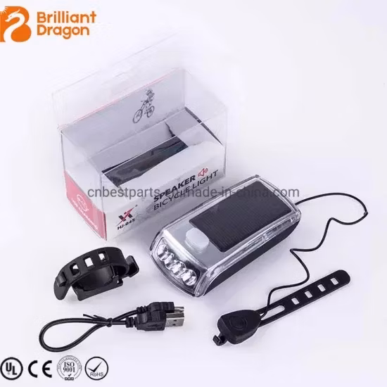 Solar Power Rechargeable Bike Light LED Bicycle Tail Light with Horn